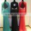 Gorgeous beaded shinning belt V-neck spandex cotton kaftans evening dress for long sleeve