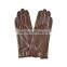 Simple style brown butterfly knot belt trim women sheepskin leather gloves