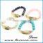 fashion stone beads bracelet with metal leaf charm