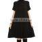 bulk womens clothing Deep Red Pocket Mock Neck Dress short sleeve frock design