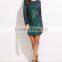 Fashion Luxury Formal Mini Dress Round Neck Long Sleeve Bodycon Dress Open Back Iridescent Beaded Sequins Club Dresses