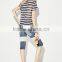 european style popular fashion denim capri lace jeans customized