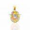 Three tone plated religious CZ cross Medallion pendant