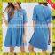 Fashion wholesale summer custom comfortable maternity dress with embroidery design maternity clothing women denim dress