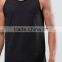 Black 50% Cotton 50% Polyester Tank Top with Graphic Print Men's Longline Curved Hem Tank Top Elongated Sleeveless T-Shirt