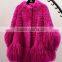 YR117 Mexico Style Fahion Fur Jacket Colored Genuine Mongolia and Rabbit Fur Coat