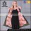 Modern artificial pink hooded parka coat with fur lining