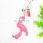 flamingo leather rhinestone bling bling keychain for woman bag
