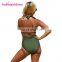 High Quality Sexy High Cut Leg Green Crotchless One Piece Swimsuit Woman