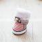 4pcs Pet dog cat shoes Winter Snow thickened Stripe brushed shoes antiskid