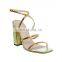 Ladies attractive snake print color design ankle strap block heels women's sandals shoes