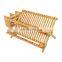 2-Tier Collapsible Bamboo Drainer Dish Drying Rack Multipurpose Roll-Up Dish Drying Rack With Utensil Holder