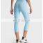 Ready To Ship Ribbed High Waist With Pocket Peach Hip Slim Tight Gym Yoga Capris Women Workout Sports Fitness 3/4 Legging Pants