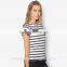 New comfprtable women t shirt design for ladies with high quality stripe t shirt TS132
