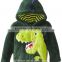 blue cool black bear design zipper hoodies cartoon hat coral velvet fabric kids jackets clothes winter warm kids coat