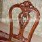 Genuine leather classic armless chair hollow out dining wood chairs