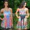 Summer Sexy Women African Off Shoulder Print Mini Party Dress With Vintage Pattern