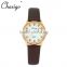 2016 luxury quality custom rose gold case leather watch men women couple watches with stone