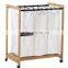 3-Bag Bamboo laundry hamper trolley hot sale laundry hamper besket wholesale