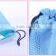 New Blue Mesh Drawstring Cosmetic Bag Nylon Mesh Drawstring Bags