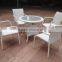 New Arrival All-weather Elegant White Round Table and Chair Rattan Garden Furniture