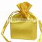 gold printed gift satin jewelry bag with double string