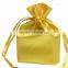 gold printed gift satin jewelry bag with double string