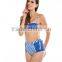 2016Top Selling striped Retro Push Up High Waist Bikini Swimwear