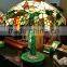 European Nouveal Malachite and Tiffany Stained Glass Table Lamp