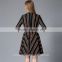 New Fashion Designer Lady Women's Dresses Striped Long Sleeve Shirt Dress
