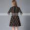 New Fashion Designer Lady Women's Dresses Striped Long Sleeve Shirt Dress