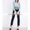 Wholesale High Neck Long Raglan Sleeves Floral Lace Frill-detailed Cutout Lace Top(DQE0188T)