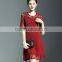 Polyester ladies lace splicing ruffled slimming dresses for party