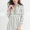 2016 Guangzhou Shandao High Quality New Fashion Design Autumn Casual 3/4 Sleeve Striped Long Cotton Ladies Blouse Designs