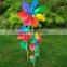 32cm plastic wooden pinwheel rainbow windmill kids toy outdoor decoration