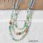 Bohemian fashion layered light blue suede necklace amazonitel stone beaded necklace