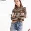 Lux women turtleneck classic strips long sleeves cotton sweater