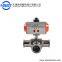 Food Grade Stainless Steel Weld Thread Clamp Pneumatic Control Sanitary Three Way Ball Valve