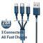 Remax 1.15M PVC 2.8 A Mobile Micro USB Cable  3 in 1  Charging Cable For iphone 12 Android