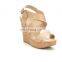 ladies beautiful handmade design high heel fabric upper with elastic straps wedges platform sandals shoes(sandalias  mujer)