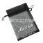 Hot selling custom black feather organza drawstring bags with your own logo