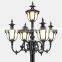 Modern Hot selling outdoor vintage 2.5m-6m 2-5 heads aluminum yard lamp garden pole light for villa hotel street garden