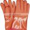 Cotton Foam Warm Lined Fluorescence Orange Color Safety Cuff PVC Sandy Fully Coated Acid-based Resistant Wholesale Gloves