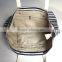 Navy Stripe Stylish Denim Bag Denim Tote Bag With Genuine Leather Handles