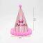 New Design Plush Ball Cone Birthday Hats with Rainbow Stripes for Children's Party Supplies