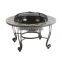 Mosaic fire pit, Iron fire bowl, wood grate, spark screen, poker and cover