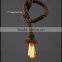 Retro DIY Art Hemp Rope Pendant Light Length 150cm Creative Dining Room LED Droplight E27 Lamp