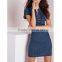 Fashion Casual One Piece Eyelet Detail Dress Mid Blue