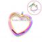 Wholesale silver/rose gold/rainbow love heart-shaped magnetic glass living memory locket, floating charms locket for ladies