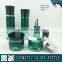 Green coloured cosmetic glass bottle and cosmetic glass jar